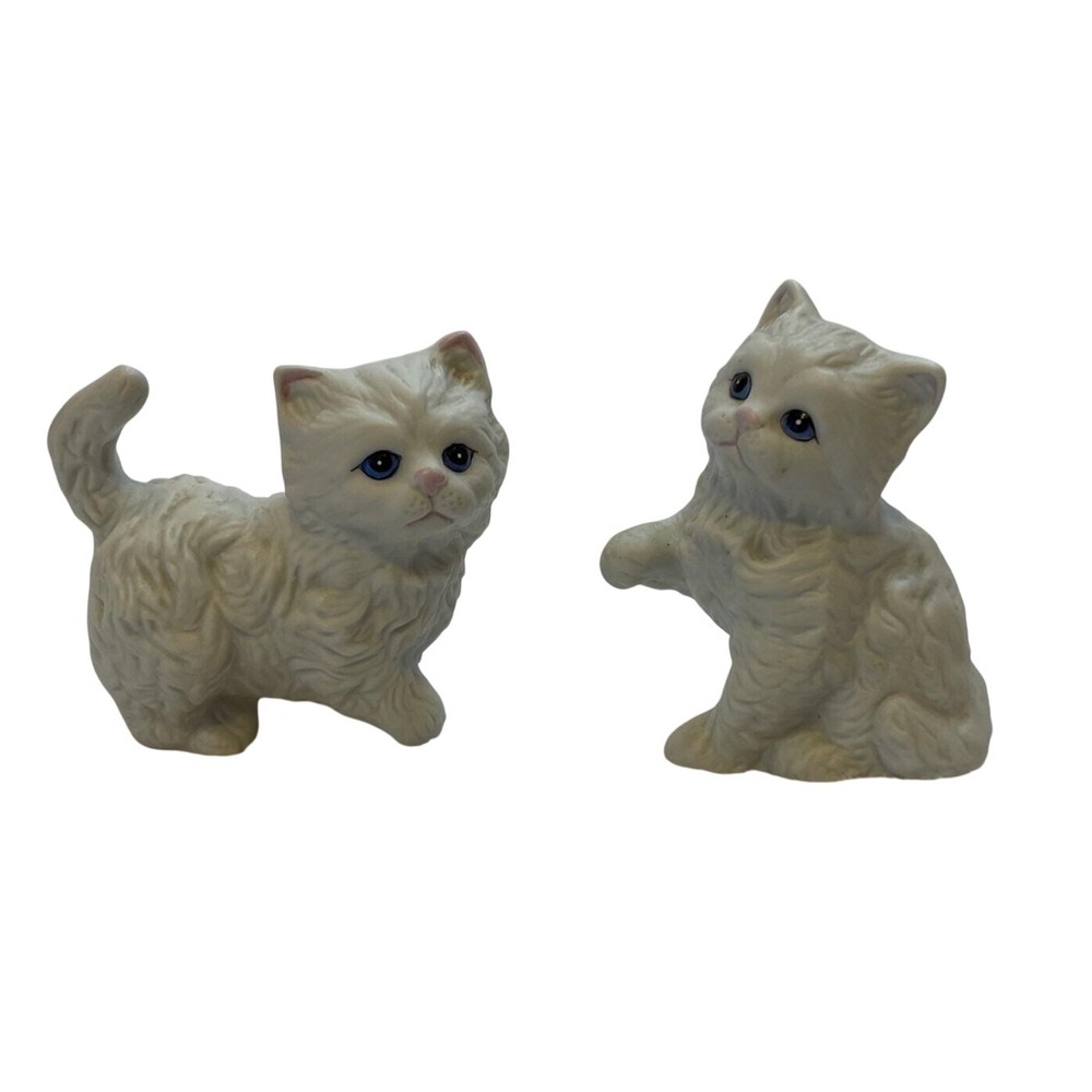 Vintage White Cat Kittens 1980s Porcelain‎ Figurines Home Interiors HOMCO 1413